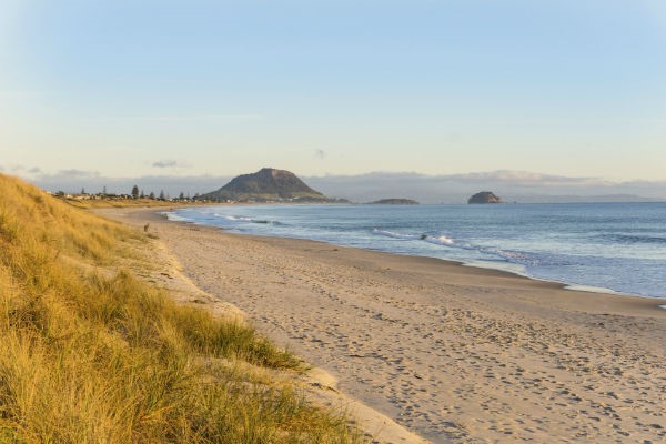 Mount Maunganui, the town adjacent to Tauranga, is renowned for its beautiful golden sand beaches.